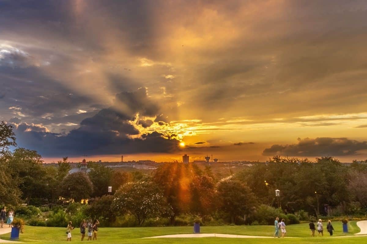 Sun setting over San Antonio, Texas