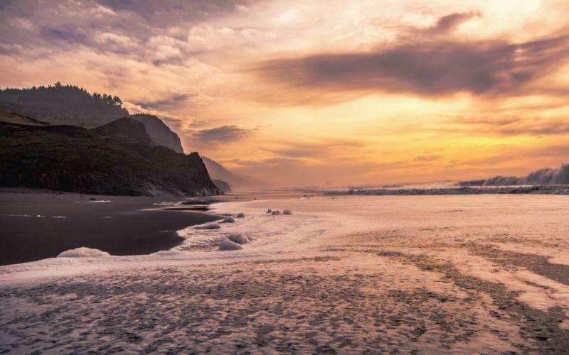 Sun setting on Lost Coast Trail