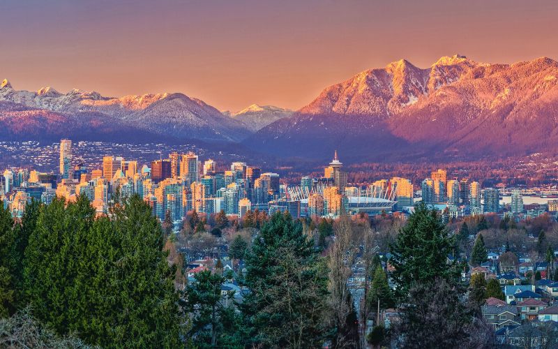 Vancouver skyline with mountains in distance