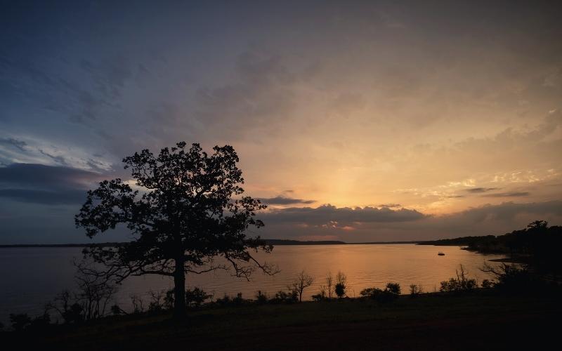 sunset in Sequoyah State Park