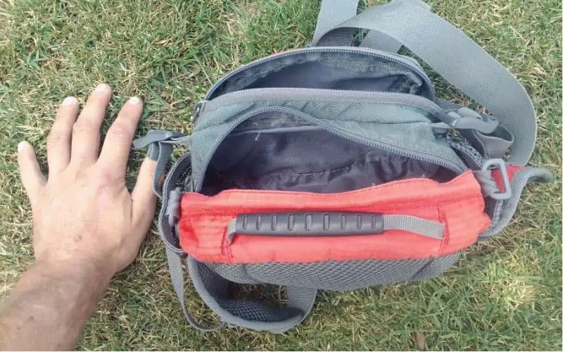 The interior of a fanny pack