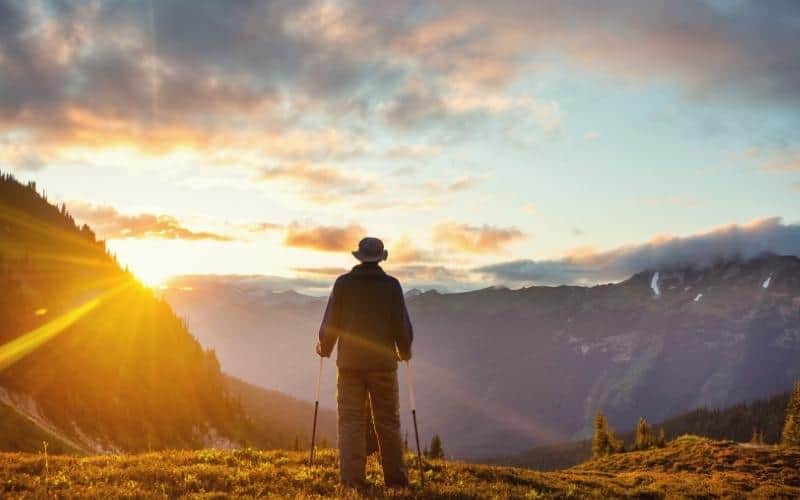 hiker at sunrise