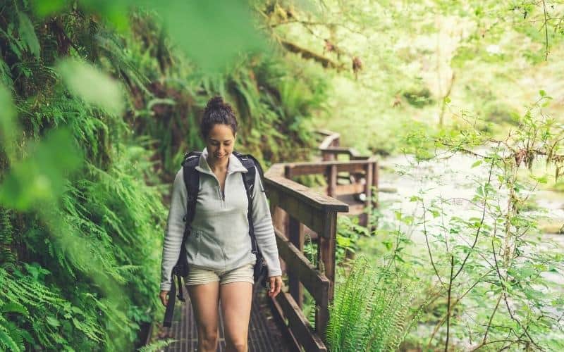 woman hiking in the wild