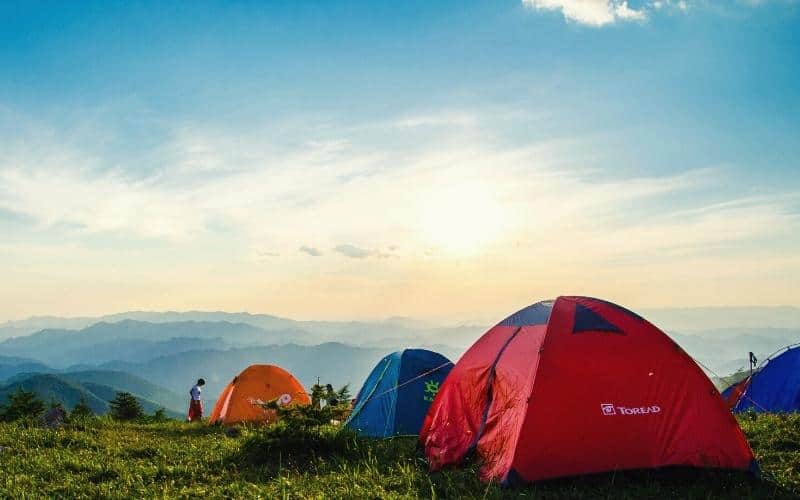 line of dome tents