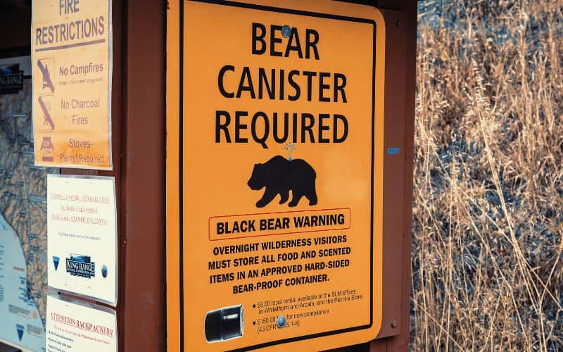 Bear canister required sign