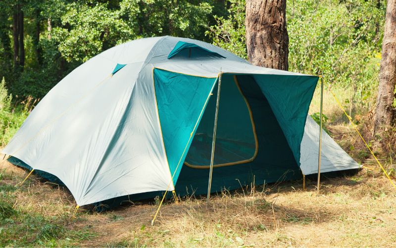 Camping tent with awning