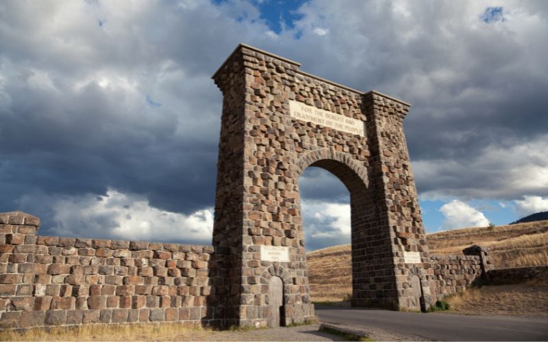 The Roosevelt Arch at the Yellowstone Park North Entrance