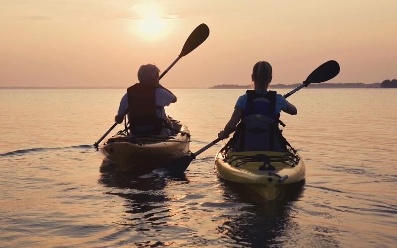 kayaking in sunset