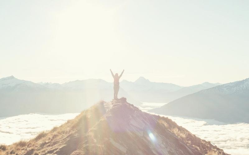 hiker in the summit