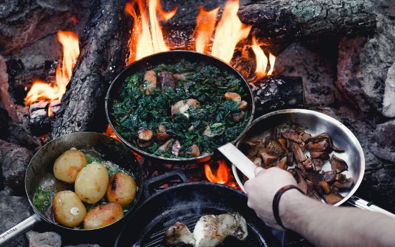 Campfire food cooking