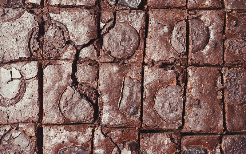 Close up of a tray of brownies