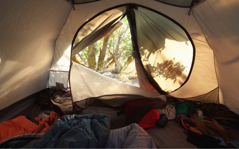 Messy inside of a tent