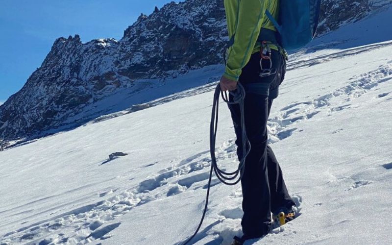 Wearing a harness over Mountain equipment ibex pant 