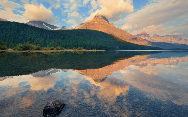 waterfowl lake sunrise featim