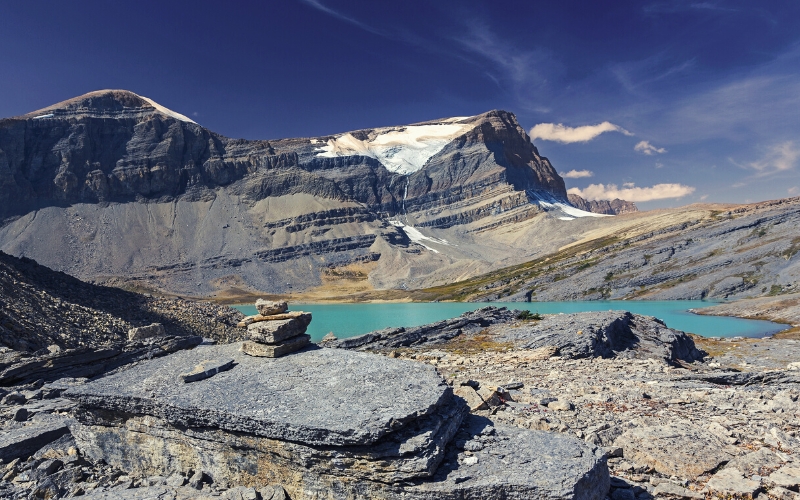 caldron lake and mistaya mountain banff