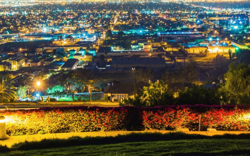 view of long beach from hilltop park southern california