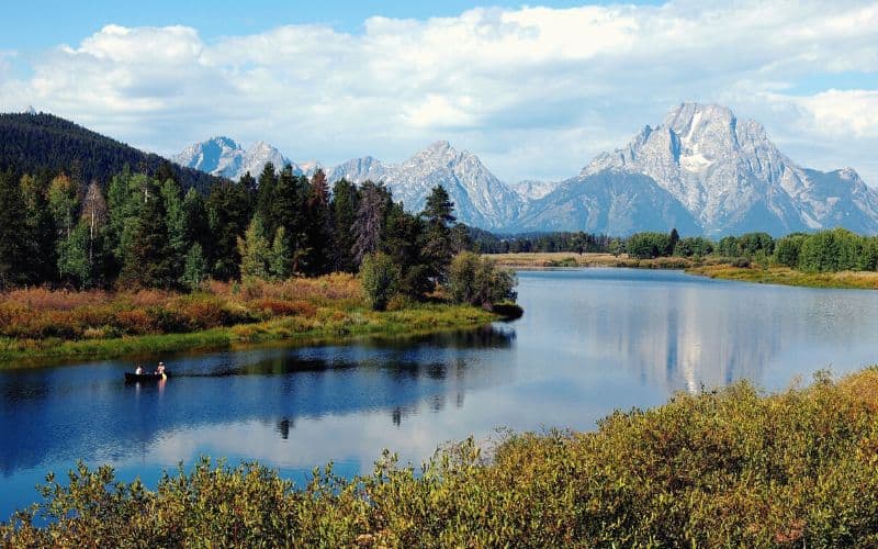 Mountain scene of the Tetons in Wyoming