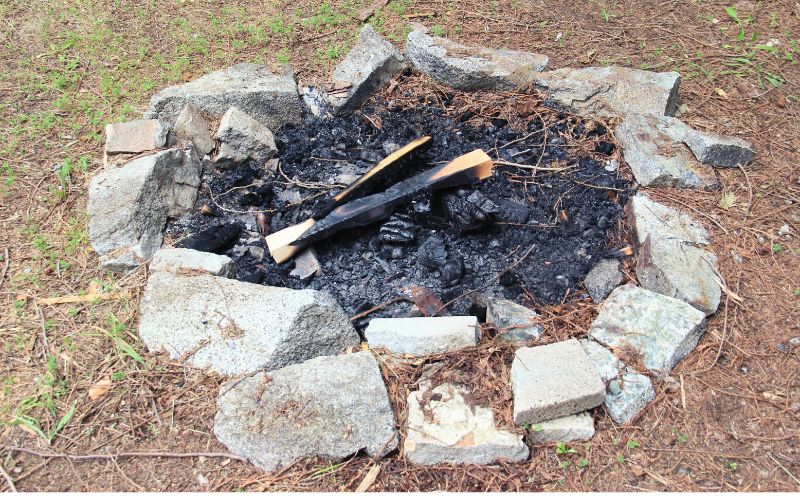 Extinguished campfire