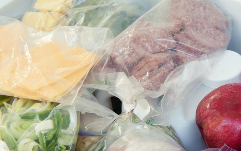 Food stored in ziplock bags