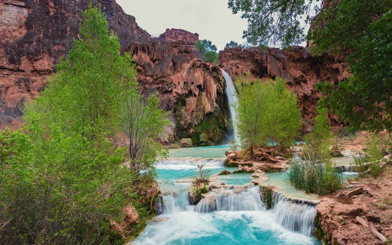 Havasupai Falls and surrounding pools