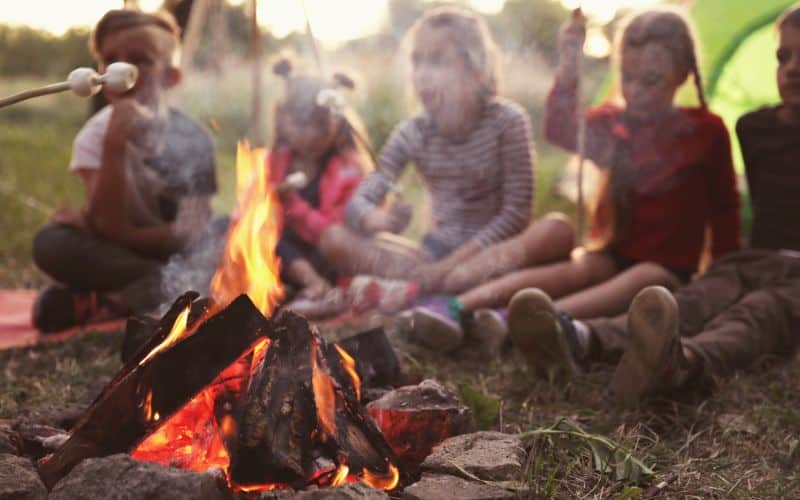 Kids waiting to roast marshmallows