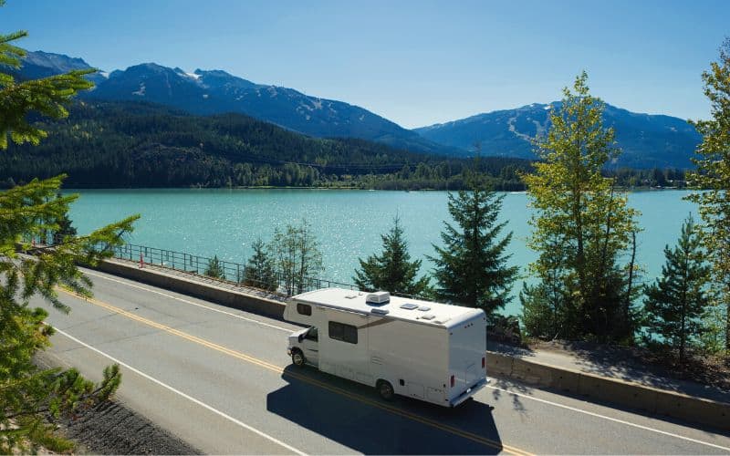 RV parked at Bere Point, Malcolm Island, Canada