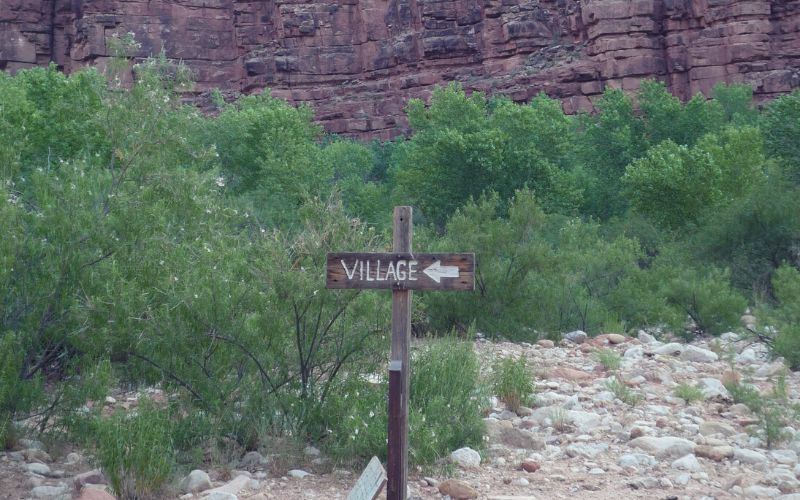 Sign pointing towards Supai Village, Arizona