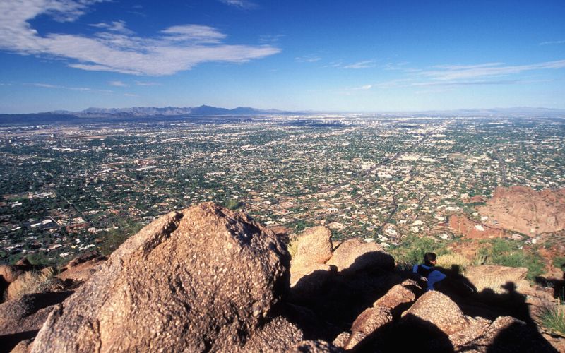 View of Phoenix from the summit of Camelback mountain