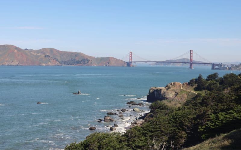 View of the Golden Gate Bridge from Lands End Trail, San Francisco, California