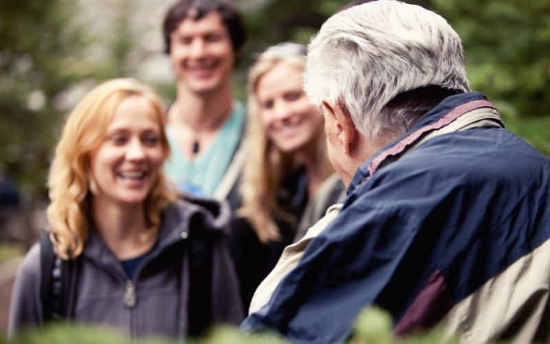 Wilderness therapist with a group in nature