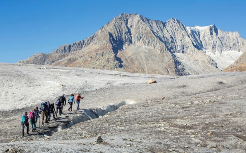 A guided glacier tour on the Great Aletsch Glacier, Switzerland