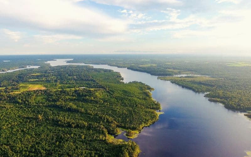 Aerial view of Big Creek Lake in southern Alabama