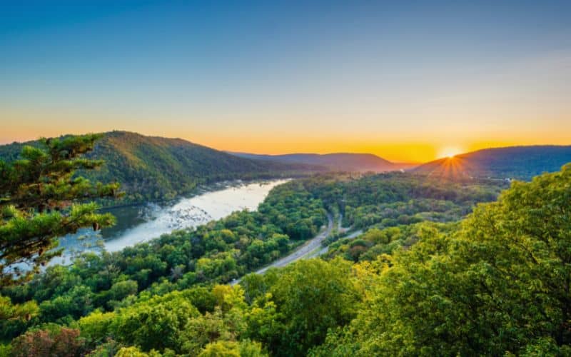 Sunset over Potomac River, West Virginia