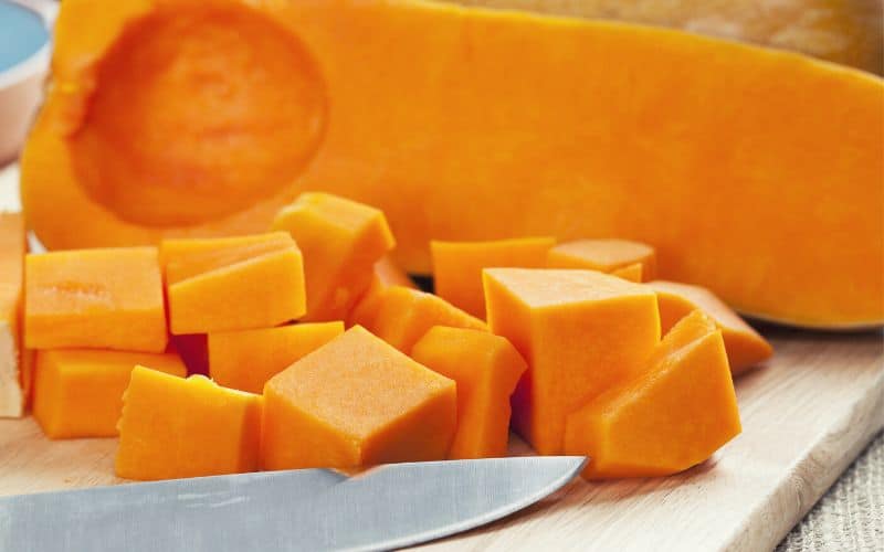 Butternut squash cut into cubes