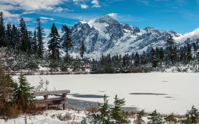 Picture Lake and Mt. Shuksan in winter, Washington