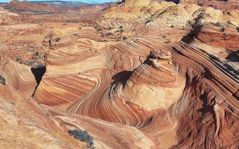 The swirling patterns on the sandstone ofThe Wave, Arizona