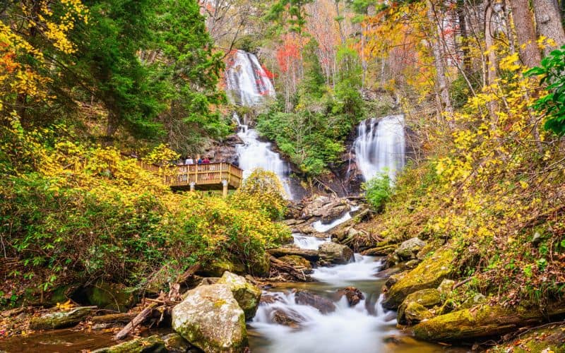 Anna Ruby Falls on Smith Creek Trail, Unicoi State Park, Georgia 