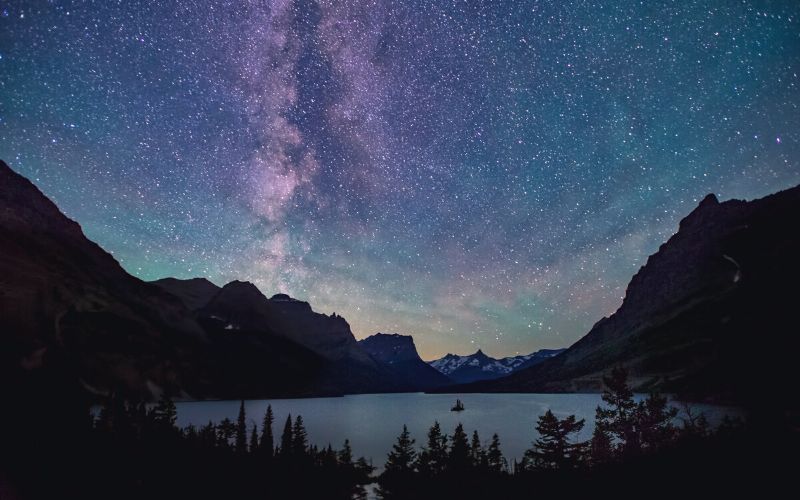 Milky Way above Saint Mary Lake, Glacier National Park, Montana