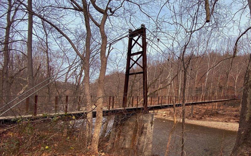  Swinging bridge on Avalon Loop Trail, Patapsco Valley State Park 