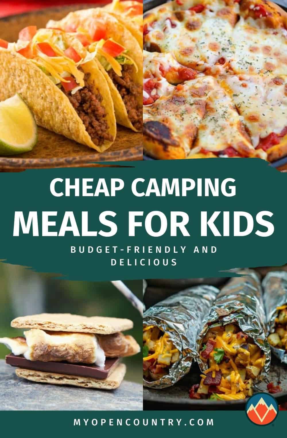 a collage of images with text that reads cheap camping meals for kids budget -